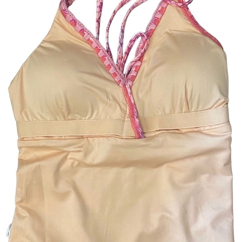 NWT Cabana Life "Napa" Crochet Embroidered Trim One Piece Swimsuit Pink Multi L - Picture 3 of 8